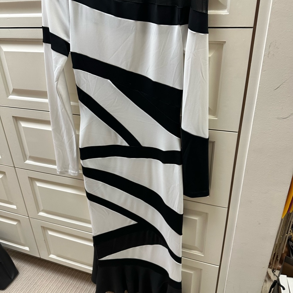 Chic Black and White Striped Dress